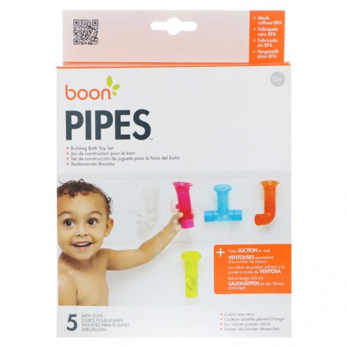 Boon, Pipes, 목욕용 빌딩 장난감 세트, 목욕 장난감 5개, 여러가지 색, 12개월+