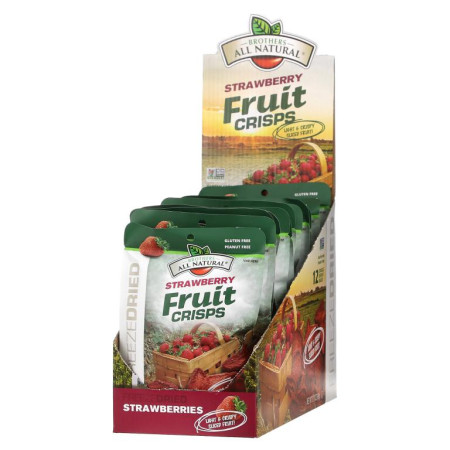 Brothers-All-Natural, 동결 건조 - 과일 크리스프, 딸기, 12개 개별 포장, 90g(3.17oz)
