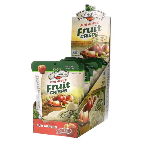 Brothers-All-Natural, Freeze-Dried - Fruit Crisps, Fuji Apples, 12 Single-Serve Bags, 4.23 oz (120 g)