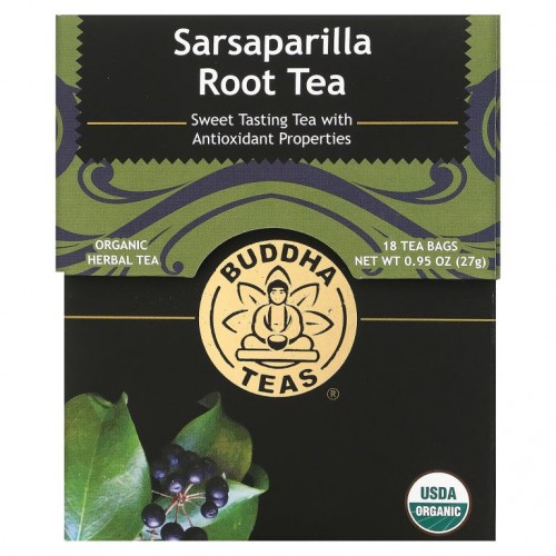 Buddha Teas, 유기농 허브티, 사르사 뿌리 티, 카페인 무함유, 티백 18개, 27g(0.95oz)