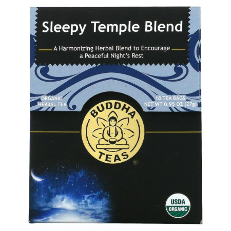 Buddha Teas, 유기농 허브 티, 슬리피 템플 블렌드, 티백 18개입, 27g(0.95oz)