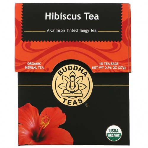 Buddha Teas, Organic Herbal Tea, Hibiscus Flower, 18 Tea Bags, 0.95 oz (27 g)