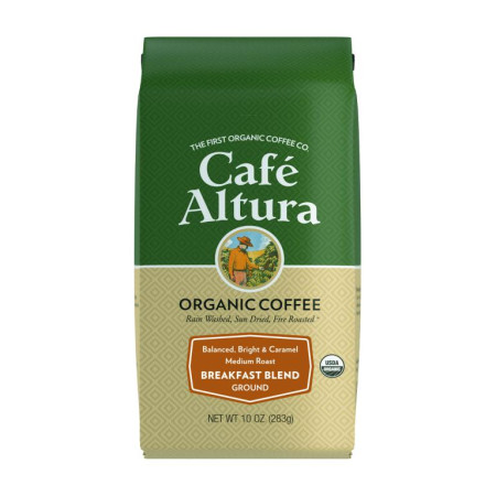 Cafe Altura, 유기농 커피, 브랙퍼스트 블렌드, 분쇄, 미디움 로스트, 283g(10oz)