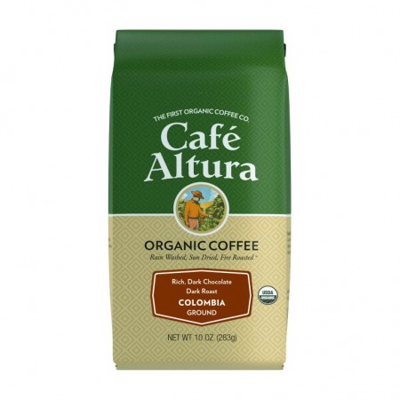 Cafe Altura, 유기농 커피, 콜롬비아, 분쇄 커피, 다크 로스트, 283g(10oz)