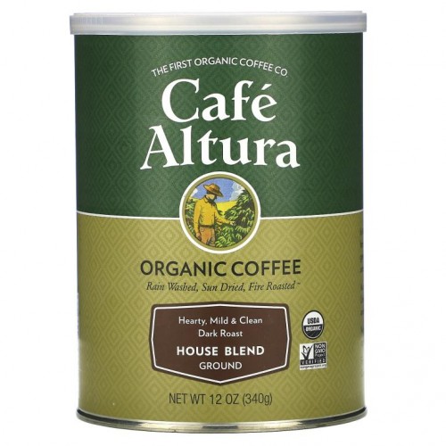 Cafe Altura, 유기농 커피, 하우스 커피, 분쇄 커피, 다크 로스트, 340g(12oz)