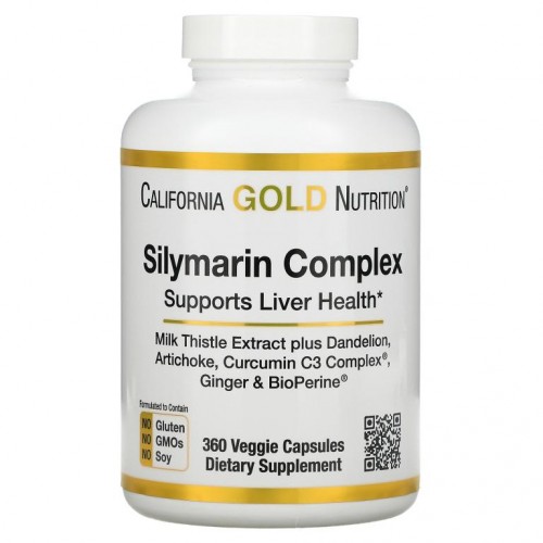 California Gold Nutrition, 실리마린 복합체, 간 건강, 밀크시슬, 커큐민, 아티초크, 민들레, 생강, 흑후추, 베지 캡슐 360정