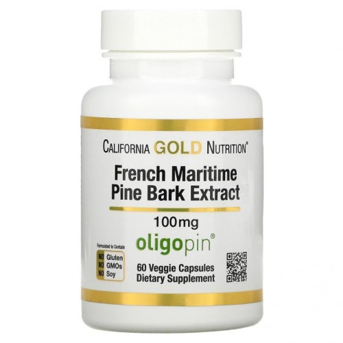 California Gold Nutrition, 프랑스 해송 껍질 추출물, 올리고핀, 100mg, 베지 캡슐 60정