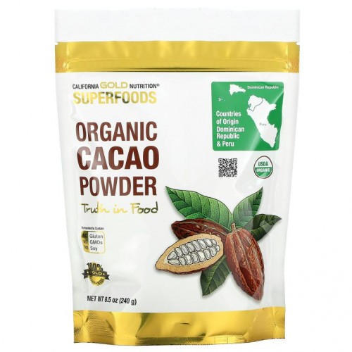 California Gold Nutrition, 슈퍼 푸드 - 유기농 카카오 분말, 240g(8.5oz)