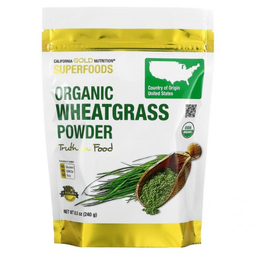 California Gold Nutrition, 슈퍼 푸드 - 유기농 인증 밀싹 분말, 240g(8.5oz)