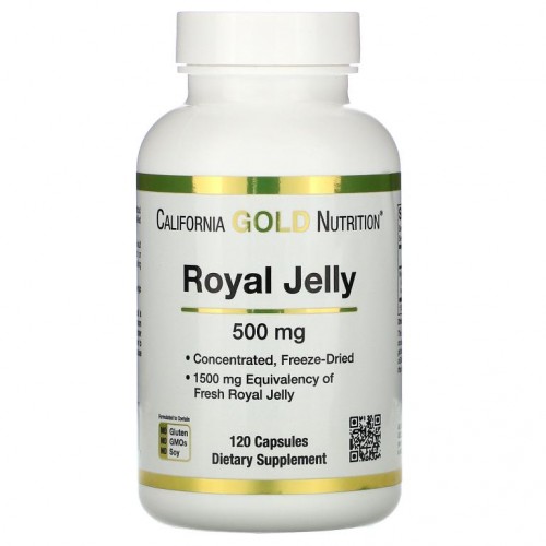 California Gold Nutrition, 로열젤리, 농축 및 냉동 건조, 500mg, 베지 캡슐 120정