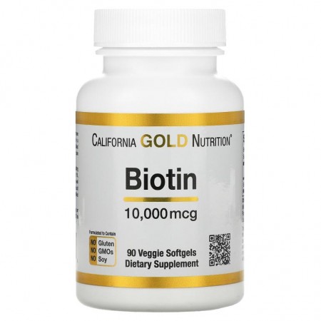 California Gold Nutrition, 비오틴, 10,000mcg, 베지 소프트젤 90정