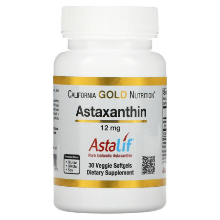 California Gold Nutrition, 아스타잔틴, AstaLif 순수 아이슬란드산, 12mg, 베지 소프트젤 30정