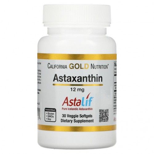 California Gold Nutrition, 아스타잔틴, AstaLif 순수 아이슬란드산, 12mg, 베지 소프트젤 30정