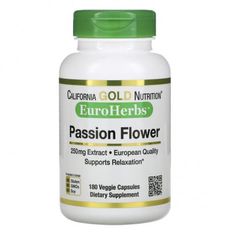 California Gold Nutrition, 시계꽃, EuroHerbs, 250mg, 베지 캡슐 180정
