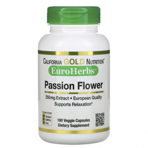 California Gold Nutrition, 시계꽃, EuroHerbs, 250mg, 베지 캡슐 180정
