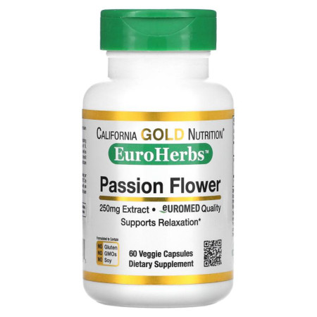 California Gold Nutrition, 시계꽃, EuroHerbs, 250mg, 베지 캡슐 60정