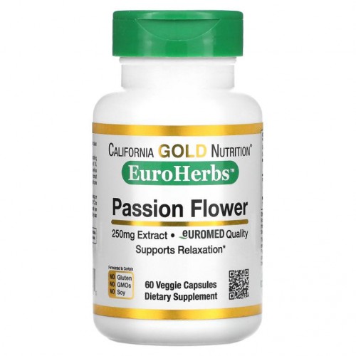 California Gold Nutrition, 시계꽃, EuroHerbs, 250mg, 베지 캡슐 60정