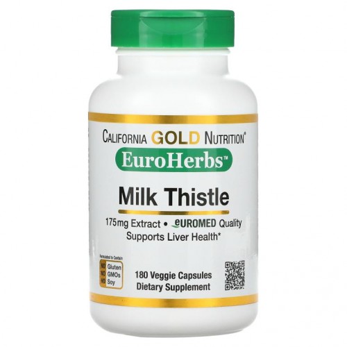 California Gold Nutrition, 밀크시슬추출물, EuroHerbs, European Quality, 175mg, 베지 캡슐 180정