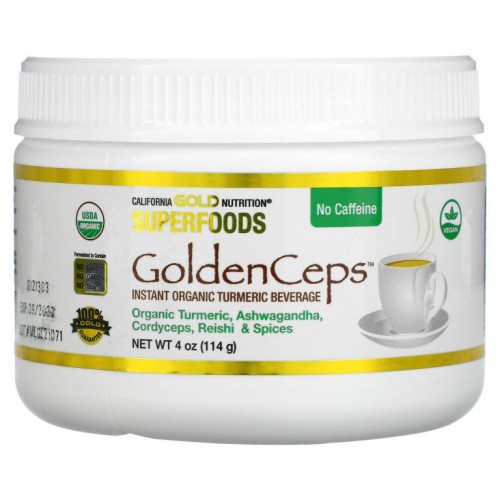 California Gold Nutrition, 슈퍼 푸드 - GoldenCeps, 아답토젠이 함유된 유기농 강황, 114g(4oz)