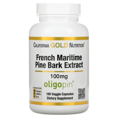 California Gold Nutrition, 프랑스산 해송 껍질 추출물, Oligopin, 항산화 폴리페놀, 100mg, 베지 캡슐 180정