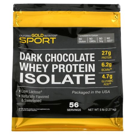 California Gold Nutrition, 100% 분리유형단백질, 다크 초콜릿, 2.27kg(5lbs)