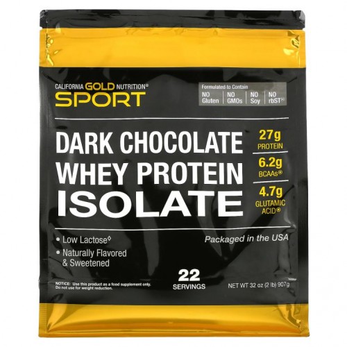 California Gold Nutrition, 100% 분리유청단백질, 다크 초콜릿, 907g(2lbs)