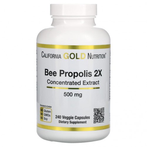 California Gold Nutrition, 꿀벌 프로폴리스 2X, 농축 추출물, 500mg, 베지 캡슐 240정
