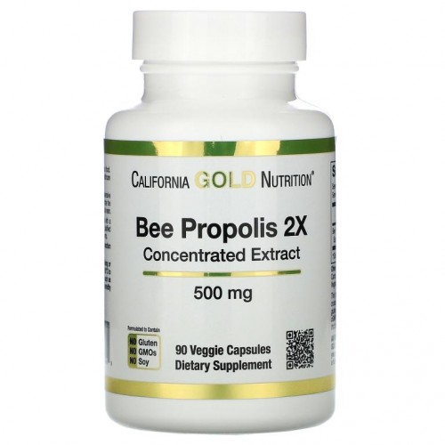 California Gold Nutrition, 꿀벌 프로폴리스 2X, 추출물 농축액, 500mg, 베지 캡슐 90정