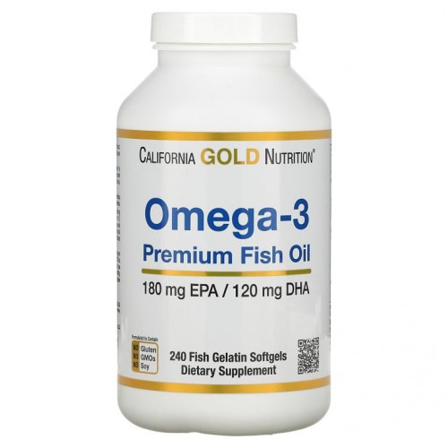 California Gold Nutrition, 오메가3 프리미엄 피쉬 오일, 180 EPA/120 DHA, 생선 젤라틴 소프트젤 240정