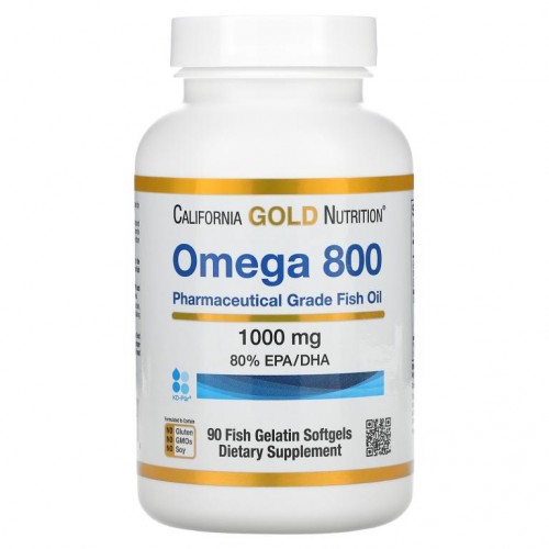 California Gold Nutrition, 오메가800 의약품 등급 피쉬 오일, EPA/DHA 80%, 트라이글리세라이드 형태, 1,000mg, 피쉬 젤라틴 소프트젤 90정