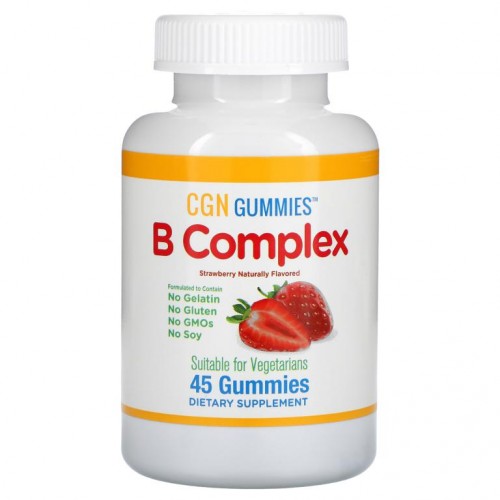 California Gold Nutrition, 비타민B 복합체 구미젤리, 젤라틴과 글루텐 무함유, 천연 딸기 맛, 구미젤리 45개