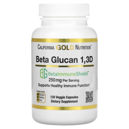 California Gold Nutrition, Beta-ImmuneShield 함유 베타글루칸 1-3D, 125mg, 베지 캡슐 120정