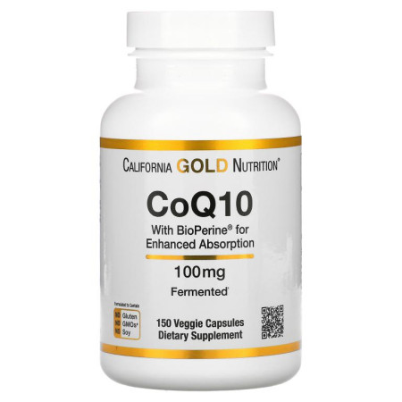 California Gold Nutrition, BioPerine 함유 CoQ10 USP, 100mg, 베지 캡슐 150정