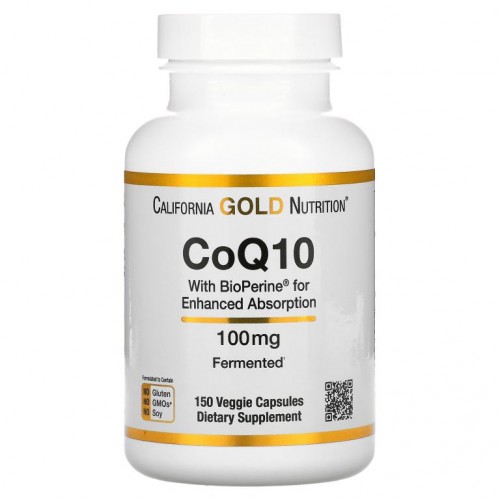 California Gold Nutrition, BioPerine 함유 CoQ10 USP, 100mg, 베지 캡슐 150정