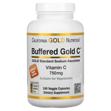 California Gold Nutrition, 완충형 비타민C, 750mg, 베지 캡슐 240정
