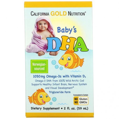 California Gold Nutrition, 유아용 DHA, 비타민D3 함유 오메가3, 1,050mg, 59ml(2fl oz)