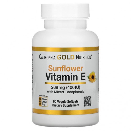 California Gold Nutrition, 해바라기 비타민E, 혼합 토코페롤 함유, 400IU, 베지 소프트젤 90정