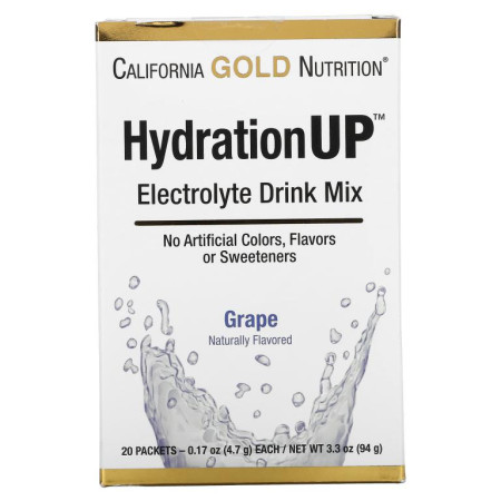California Gold Nutrition, HydrationUP, 전해질 드링크 믹스, 포도맛, 20팩, 각 4.7g(0.17oz)