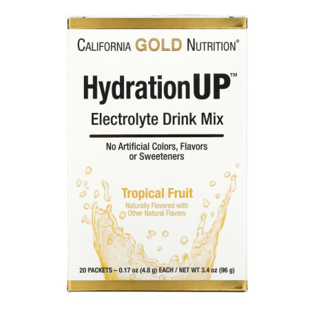 California Gold Nutrition, HydrationUP, 전해질 음료 믹스, 열대 과일, 20개입, 각 4.8g (0.17 oz)