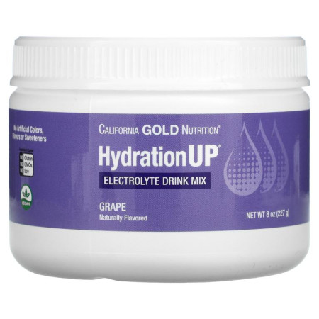California Gold Nutrition, HydrationUP, 전해질 드링크 믹스, 포도 맛, 227g(8oz)