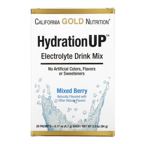 California Gold Nutrition, HydrationUP, Electrolyte Drink Mix, 혼합 베리, 20개입, 각 0.17 oz(4.7 g)