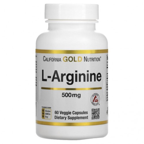 California Gold Nutrition, L-아르기닌, AjiPure, 500mg, 베지 캡슐 60정