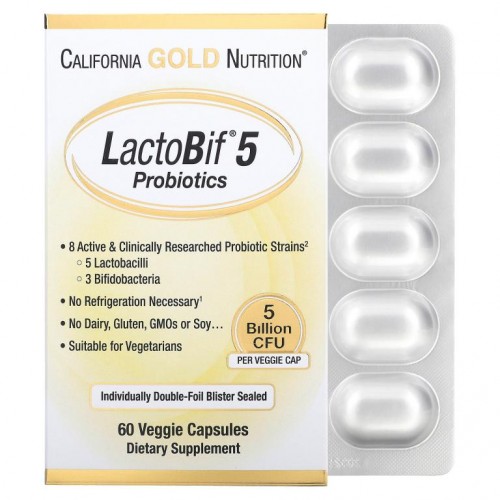 California Gold Nutrition, LactoBif 프로바이오틱스, 50억 CFU, 베지 캡슐 60정