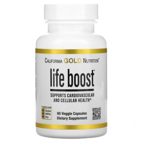 California Gold Nutrition, Life Boost, 심혈관 및 세포 건강 지원, 베지 캡슐 60정