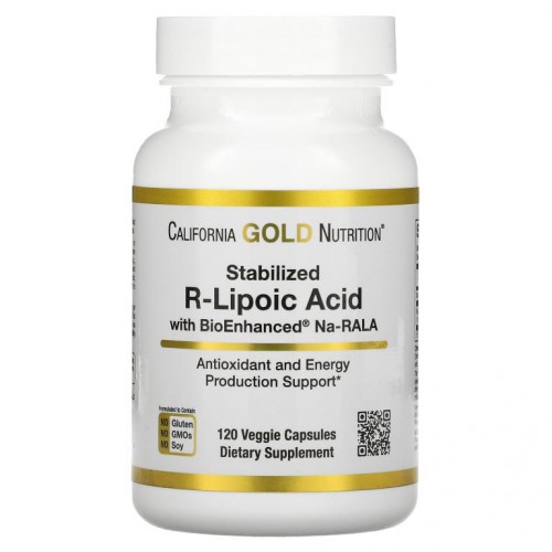 California Gold Nutrition, 안정화된 R-리포산, 베지 캡슐 120정