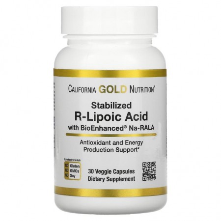 California Gold Nutrition, 안정화된 R-리포산, 베지 캡슐 30정