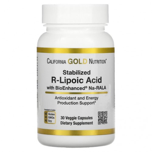 California Gold Nutrition, 안정화된 R-리포산, 베지 캡슐 30정