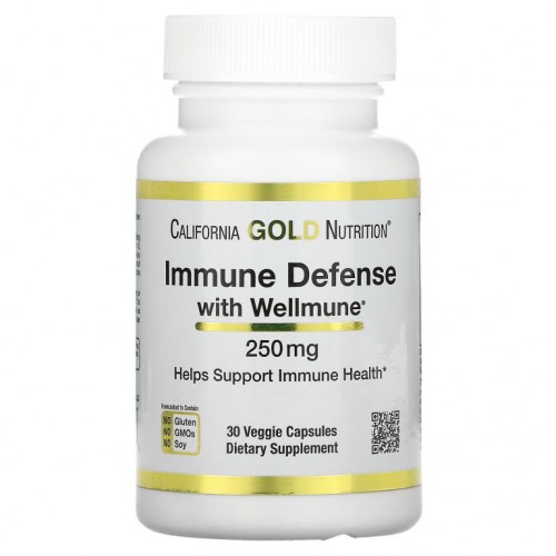 California Gold Nutrition, Wellmune 함유 면역 방어, 베타글루칸, 250mg, 베지 캡슐 30정