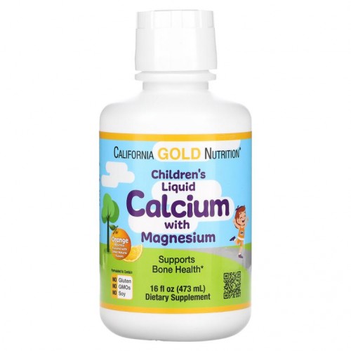 California Gold Nutrition, 마그네슘이 함유된 어린이용 액상 칼슘, 오렌지, 473ml(16fl oz)
