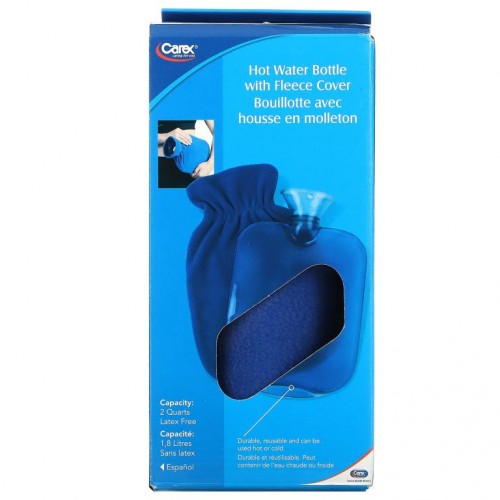 Carex, Hot Water Bottle with Fleece Cover, 1 Piece